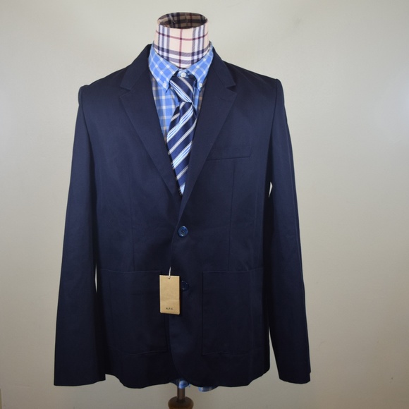 A.P.C. COTTON Jacket BLAZER Blue lined 2XL - Picture 1 of 8